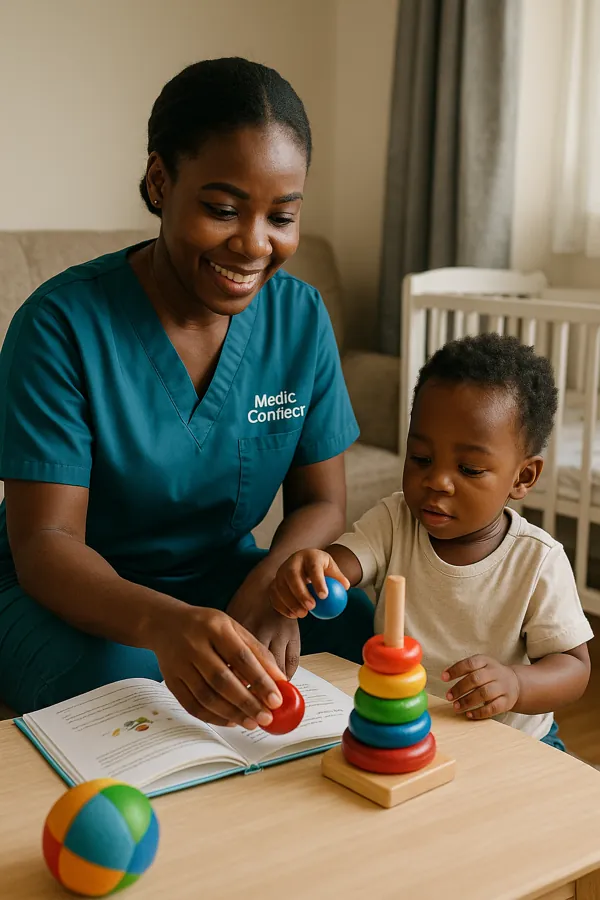 A Medic Connect nanny playing with a toddler